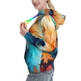 thumbnail image 2 of Fotbe Fiery Red Maple Leaf Fox Pattern Womens Long Sleeve Hoodie, Pullover Hooded Sweatshirt, Kangaroo Pocket Hoodie with Eye-catching Drawstrings-Medium, 2 of 7