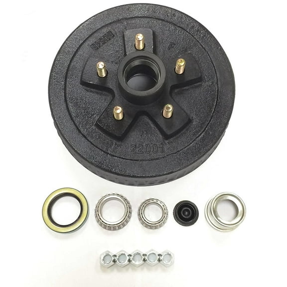 One New 10" X 2-1/4" Trailer Brake Drum Kit 5 on 4.5" B.C. for 3500 Lbs Axle - 22001