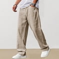 thumbnail image 2 of Pants,Breathable Straight-Leg Trousers for Men,Men's Linen Pants Fall Summer Beach Casual Pants, M, 2 of 5