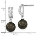 thumbnail image 3 of Sterling S Majestik Rh-pl 10-11mm Blk Imitat Shell Pearl & CZ Dangle Earrin; for Adults and Teens; for Women and Men, 3 of 3