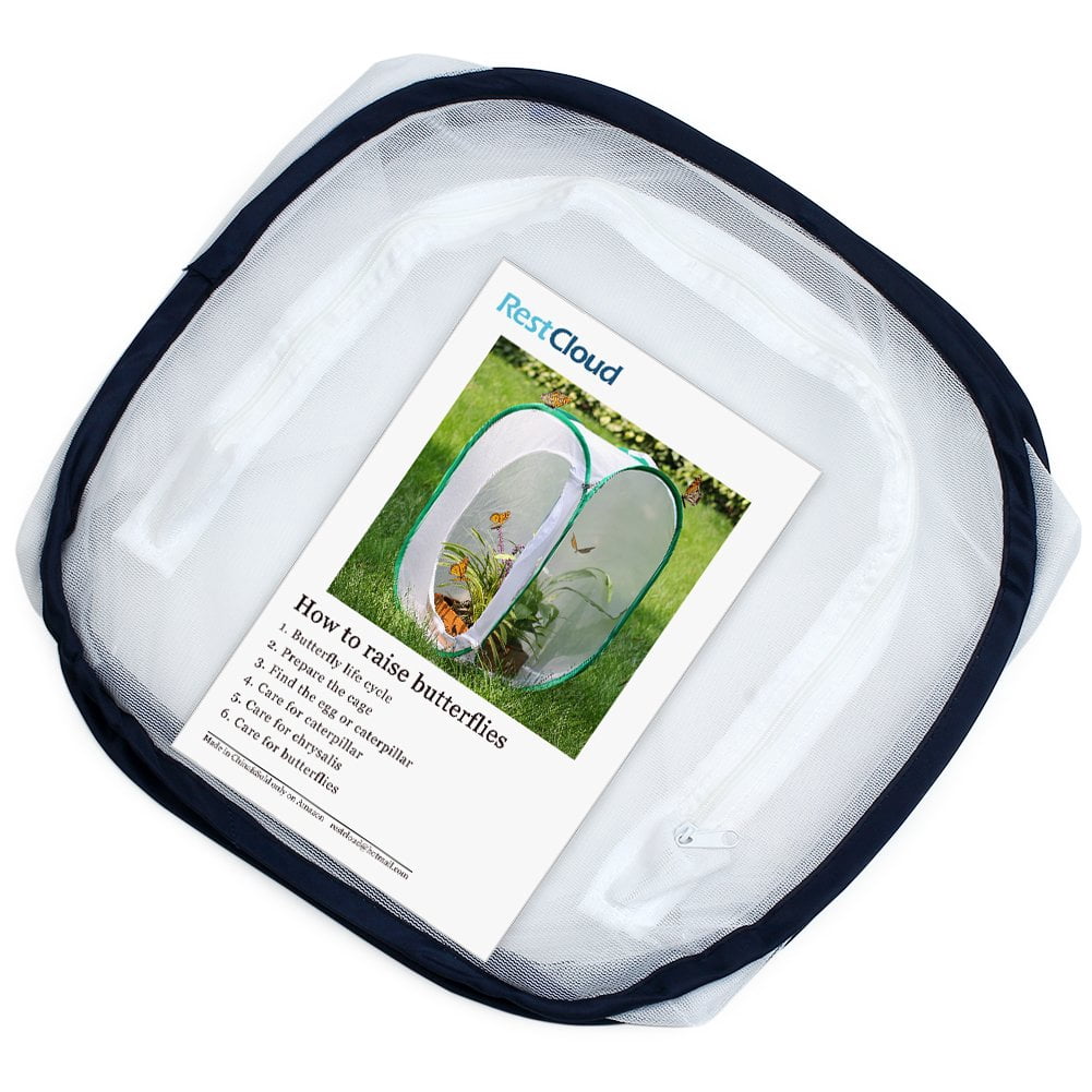Jaula De Mariposas Plegable – Hábitat De Malla De Poliéster Con Cremallera – 40x40x60 Cm – Portátil Y Ventilada Para Insectos