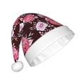 thumbnail image 2 of KLL Christmas Hats for Adults Plush Rose Flowers Print Santa Hat Xmas Fluffy Santa Claus Hat for Women Men, 2 of 6
