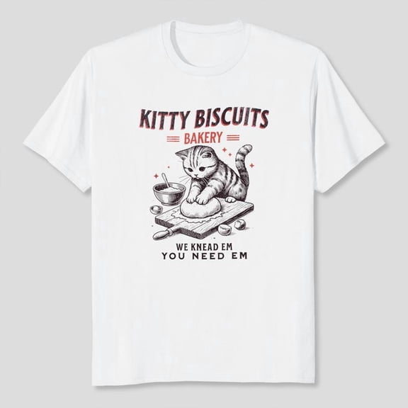 Funny Kitty Biscuits Bakery T-shirt, Sizes S-5XL - Gategoo