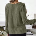 thumbnail image 4 of AXXD Women Shirts Green Basic Summer 2024 Loose Trendy Button Round-Neck Long Sleeve Casual T-shirt Top Solid Blouse, 4 of 9