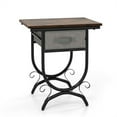 thumbnail image 3 of Rustic Metal Side Table w/ Fabric Drawer - Black &amp; Gray - 19"W x 14"D x 21"H - Perfect Bedside, Coffee, End Table for Living Room, Bedroom, 3 of 9