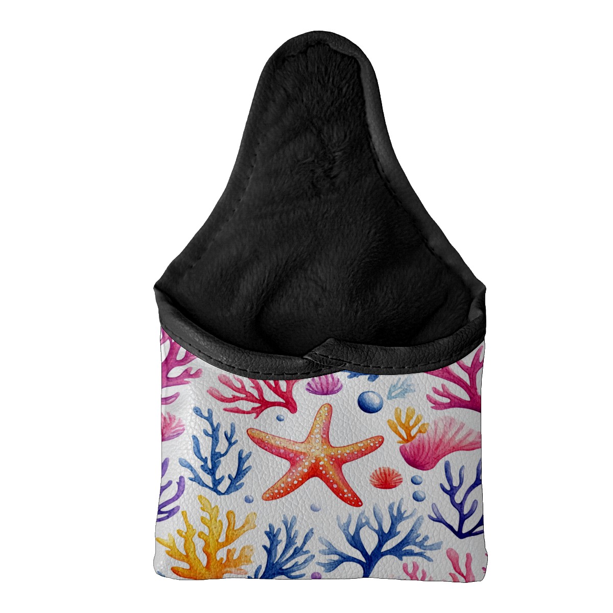 Golf Mallet Putter Cover Premium Leather Waterproof Golf Putter Head Cover with Magnetic Closure Coral Starfish