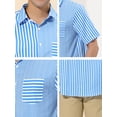 thumbnail image 5 of INSPIRE CHIC Men's Shirts Short Sleeve Summer Cotton Patchwork Button Down Shirts S Blue White, 5 of 5