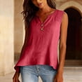 thumbnail image 5 of Dwellite Cotton Linen Tank Top for Women Lightweight V Neck Sleeveless Summer Shirts Loose Causal Eyelet Camisole 2026 Wine L, 5 of 6