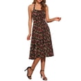 thumbnail image 4 of Vestido Floral de Cuello Halter INSPIRE CHIC para Mujer, Vestido de Verano Sin Mangas, Vestido Midi con Cierre de Encaje XS Negro Rosa, 4 of 6