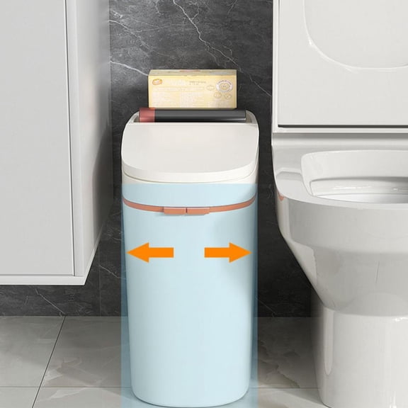 Outoloxit 4 Gallon Slim Trash Can with Button Pop-Up Lid, Space Saving Narrow Design for Kitchen, Bathroom, Office, Easy to Use and Clean, Large Capacity Waste Bin