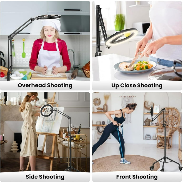 Overhead Camera Mount with Ring Light Phone Holder,10