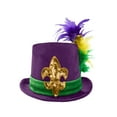 thumbnail image 2 of Nicky Bigs Novelties Deluxe Purple Mardi Gras Top Hat Velvet Look with Feather Plume Gold Fleur-de-Lis Green Band Costume Accessory for Men Women Festive Hat for Parades Bar Crawls & Festivals, 2 of 6