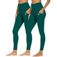 thumbnail image 2 of UVEASISHA Yoga Pants with Pockets for Women 2-Pack High Waisted Tummy Control Leggings Stretch Workout Pants Green M, 2 of 8
