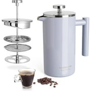 MMixpresso Stainless Steel French Press Coffee Maker 26Oz 770Ml Double Wall Metal Insulation Coffee Press & Tea Brewer Easy Clean & Easy Press, Strong Quality Coffee Press Light Blue Small French Pre