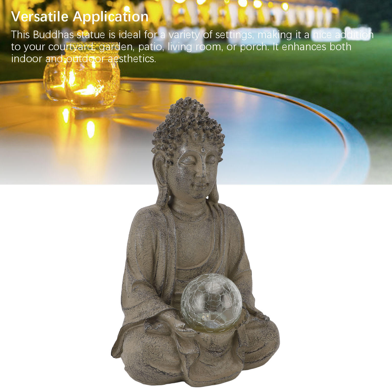 BIMZUC Resin Buddha Statue with Built‑In LED Lamp – Outdoor Garden & Indoor Décor, 8.3”×12.2”×7.1”, Weather‑Resistant, Illuminating Meditation Sculpture