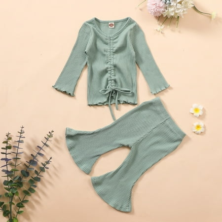 

Shldybc Newborn Baby Solid Knitted Drawstring Romper Tops+Pants Pajamas Sleepwear Sets Baby Pajamas on Clearance( Mint Green 6-12 Months )