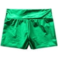 thumbnail image 4 of iiniim Women's Shiny Metallic Stretchy Booty Dance Shorts Hot Pants for Halloween Party Green M, 4 of 7