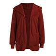thumbnail image 4 of IMENGL Autumn winter solid color pocket plush warm cardigan, Red 3XL, Size M-5XL, 4 of 7