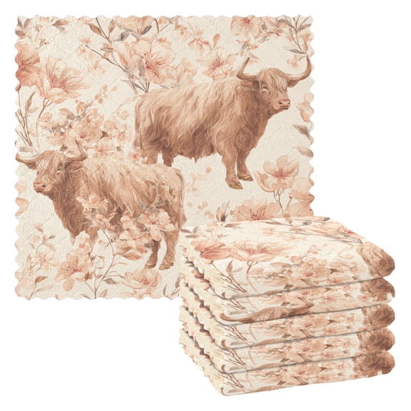 6 Pieces of Kitchen Towels 11x11Inch Kitchen Dish Cloths Kitchen Dish Towels Reuseable Cleaning Cloths Two Cows