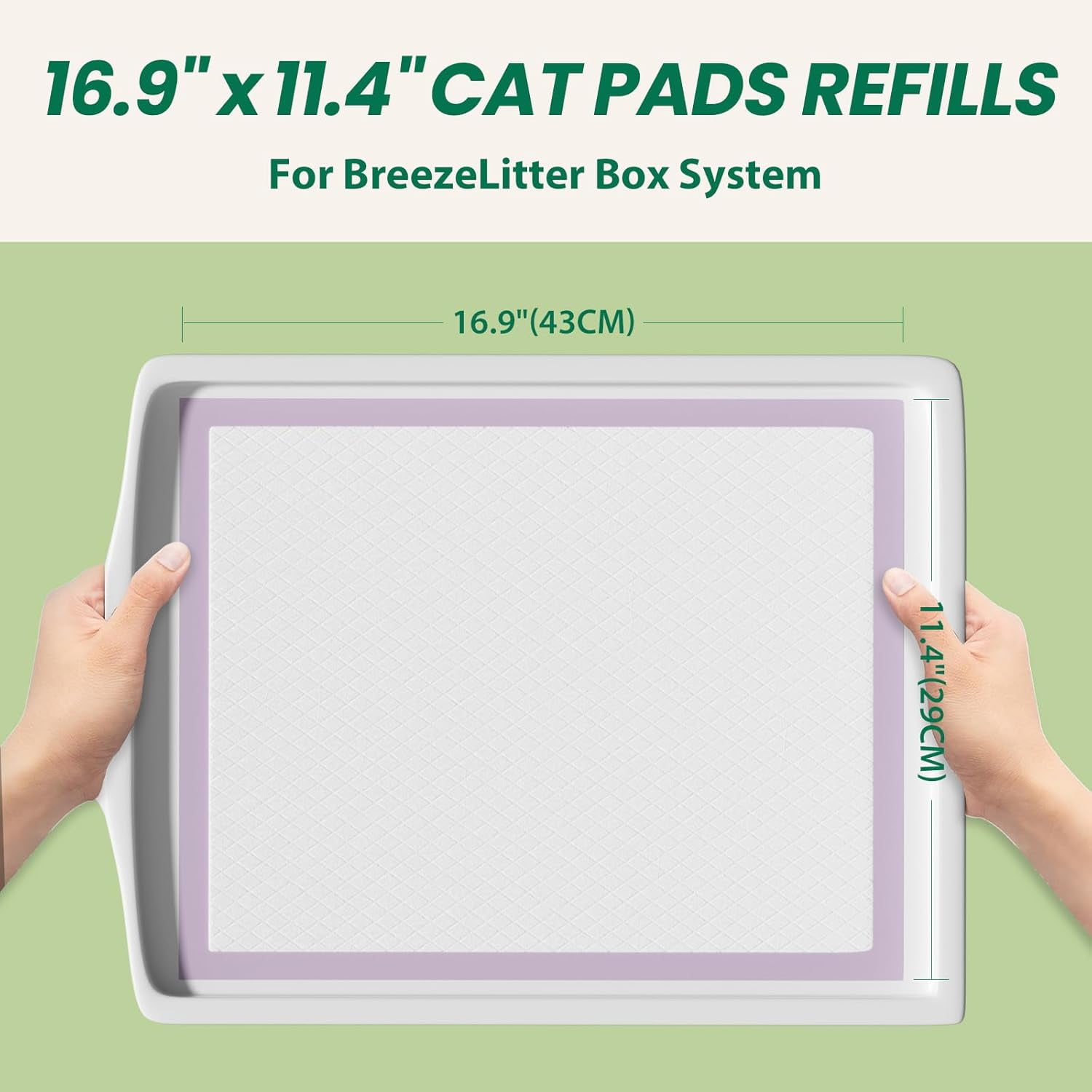 JJEAN-Multi-Cat Litter Pads 16.9" X 11.4", 30 Ct, Odor Control, Thickened Leak-Proof Pee Pads for Breeze System, Super Absorbent Up to 2L, Disposable Cat Pads Refills, Unscented