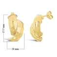 thumbnail image 3 of Italian 14k Yellow Gold Shiny Entwined Hammered Flat Quarter Hoop Stud Earrings, 3 of 4