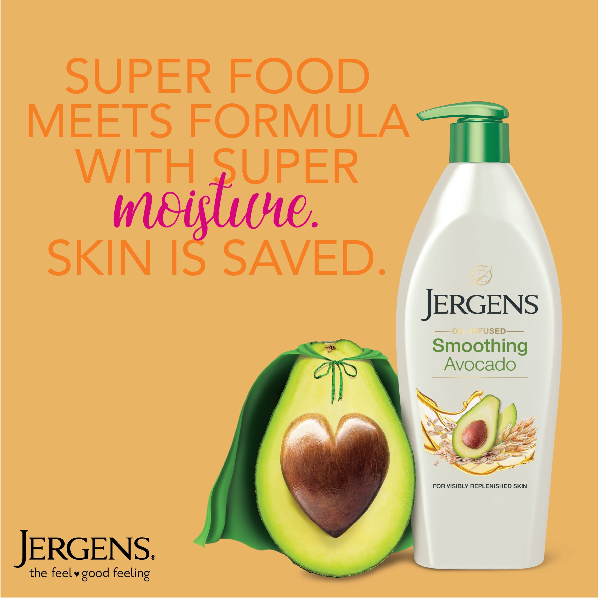 Jergens Hand and Body Lotion, Oil-Infused Smoothing Avocado Body Lotion, 16.8 Oz