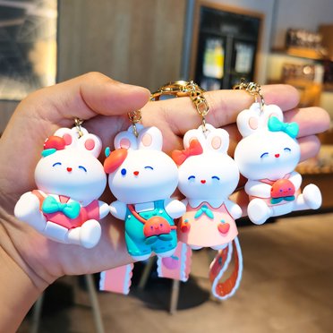 Backpack Keychain White Rabbit Rabbit Rabbits Foot Keychain Natural Snow White 4 Pcs - Walmart.com