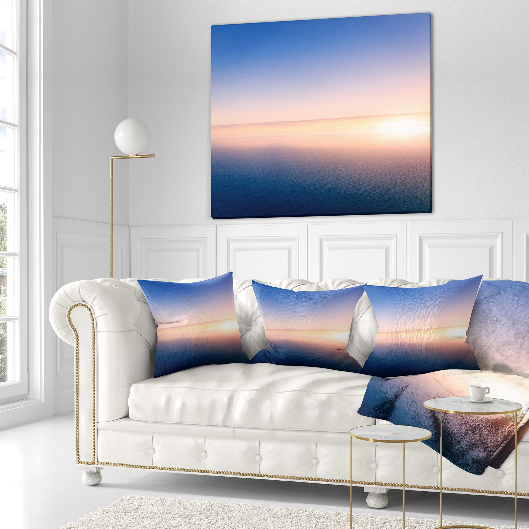 Designart Clear Blue Sky above Clouds - Oversized Beach Throw Pillow - 18x18
