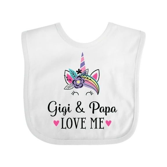 Inktastic Gigi and Papa Love Me Unicorn Girls Baby Bib