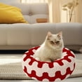 thumbnail image 5 of Modern Soft Plush Round Pet Bed for Cats or Small Dogs, Mini Medium Sized Dog Cat Bed Self Warming Autumn Winter Indoor Snooze Sleeping Cozy Kitty Teddy Kennel (15.75x15.75x1.97in), 5 of 7