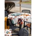 thumbnail image 4 of Outdoor Tablecloth with Umbrella Hole and Zipper, Green Orange Pumpkins Fall Square Table Cloth 54x54 Inch Waterproof Tablecloth, Botanical Thanksgiving Picnic Table Cover for Patio Camping, 4 of 7