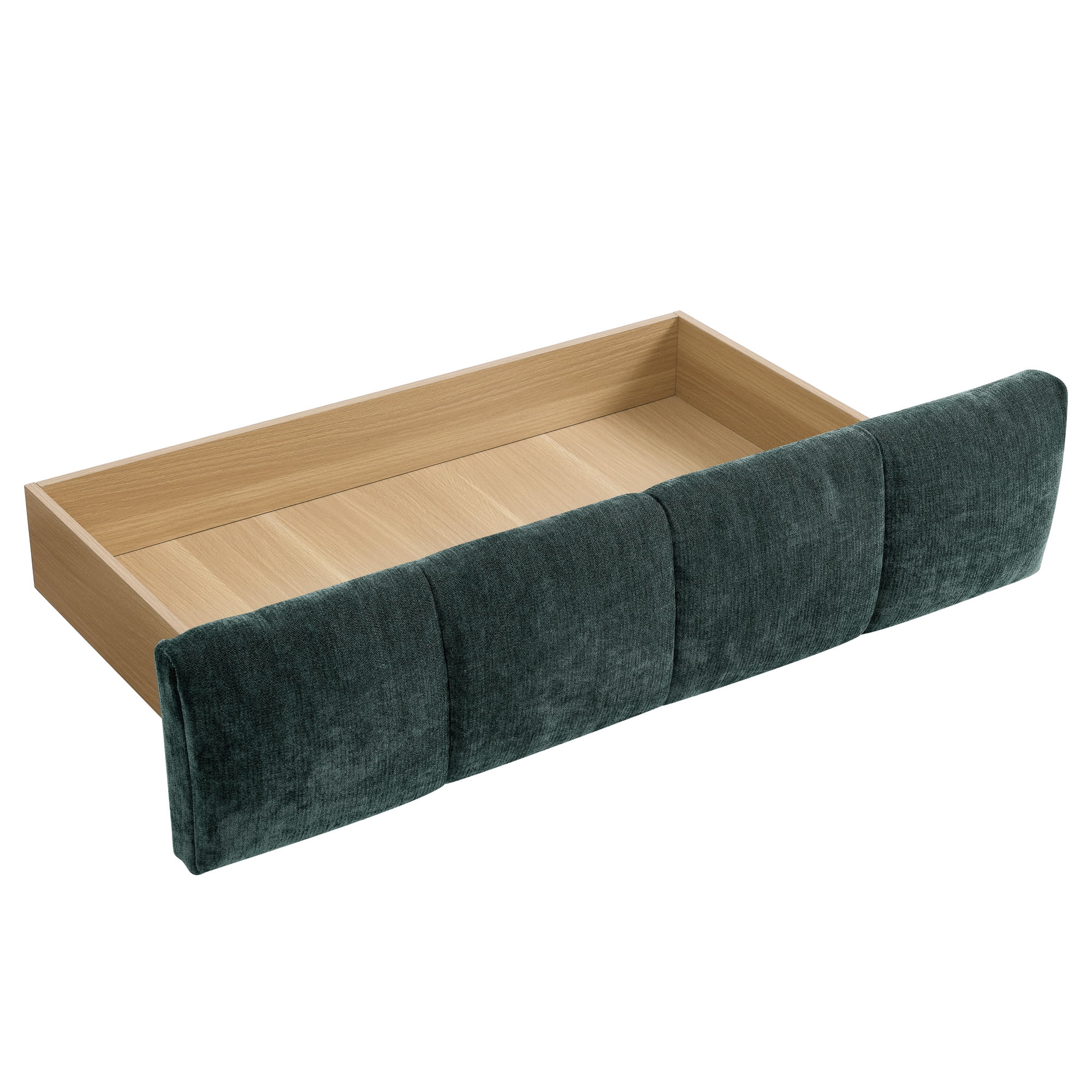 Howcool California King Size Upholstered Platform Bed Frame with 4 Storage Drawers,Tufted Headboard,Chenille Low-profile Bed with Wooden Slats,No Box Spring Needed,Blue+Green