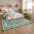 thumbnail image 3 of Scalloped Edge Floral Area Rug – Pastel Botanical Print, Vintage-Inspired Washable Carpet for Living Room, Bedroom, or Nursery, 3 of 11