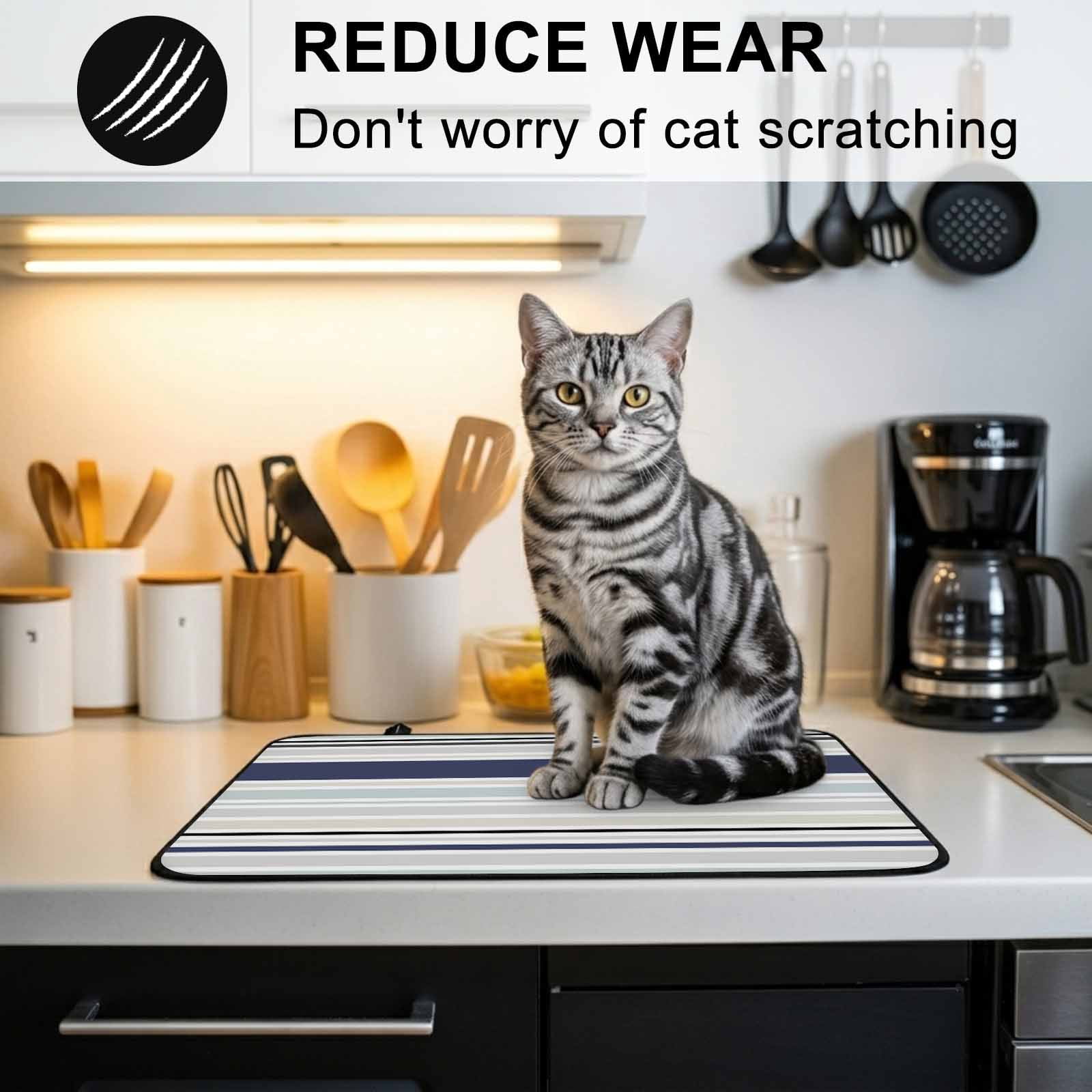 Blue Black Grey Striped Stove Top Cover for Electric Stove, Heat-proof & Non Slip Glass Top Stove Cover Protector, Farmhouse Stripes Kitchen Flat Cooktop Rubber Mat 24x21 Inches