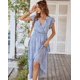 thumbnail image 3 of Vestidos de vacaciones Vestido de moda casual para mujer Vestido de cóctel elegante con cuello en V estampado floral-AZUL Sailing Electrónica, 3 of 5