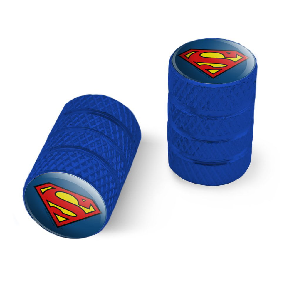 Superman Classic S Shield Logo Tire Rim Wheel Aluminum Valve Stem Caps