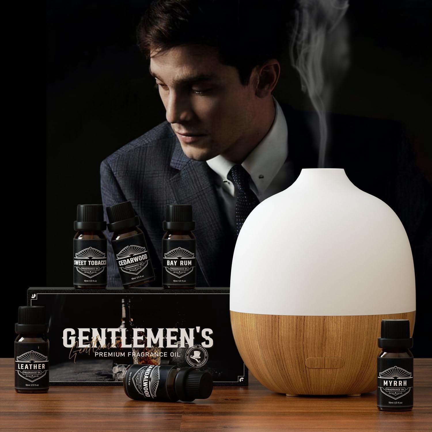 Essential Oils for Men, UM Masculine Essential Oils, Manly Fragrance Oils for Diffuser, Sandalwood, Cedarwood, Leather, Sweet Tobacco, Bay Rum, Myrrh, Gift for Men