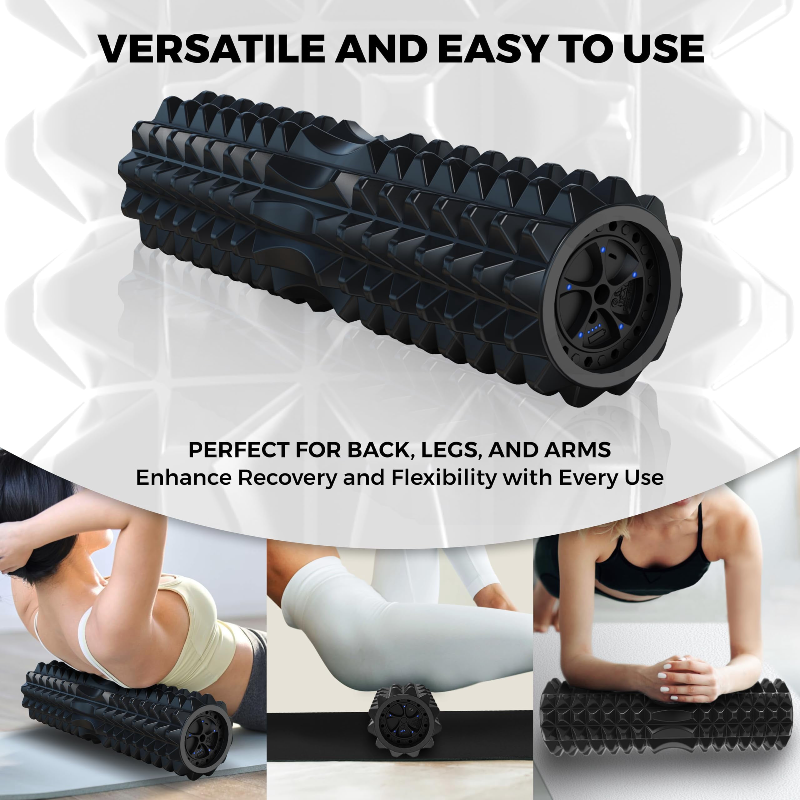 Nordic Lifting Vibrating Foam Roller – 5-Speed Deep Tissue Back Roller for Muscle Massage & Recovery- Black