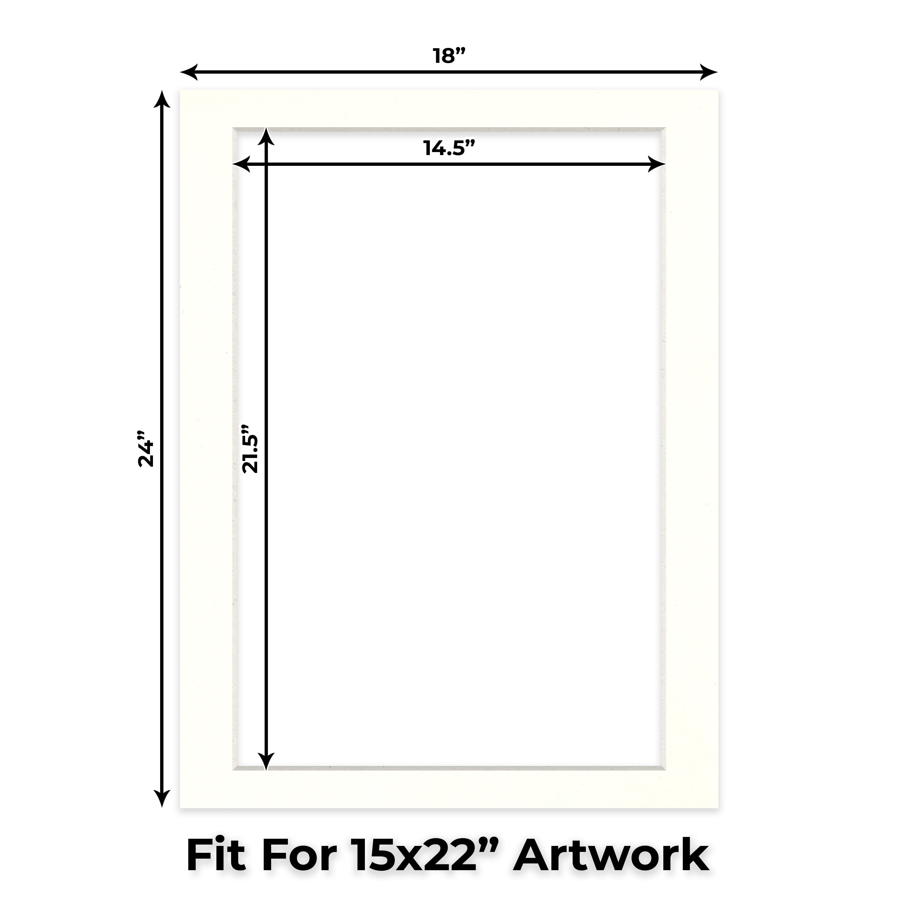 Antique White Picture Frame Mat for 18x24 Frames - Fits 15x22 Photos - 50 Mats