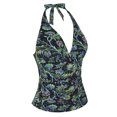 thumbnail image 2 of Mycoco Women's Halter Swim Top V Neck Swimwear Front Shirred Tankini Top, 2 of 4