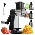 thumbnail image 1 of CHEFOLLA Multifuncional Cortador de Verduras, Mandolina Rallador de Verduras, 3 en 1 Rallador Rotativo de Queso con 3 Cuchillas de Acero Inoxidable, para Cocina, Ideal para Frutas, Nueces, y M&aac, 1 of 7