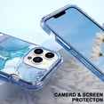 thumbnail image 4 of for iPhone 16 Pro Max Case, Marble Pattern 3 in 1 Heavy Duty Full Body Shockproof Hard PC+Soft Silicone Drop Protective Luxury Women Phone Cover for iPhone 16 Pro Max (Blue), 4 of 18