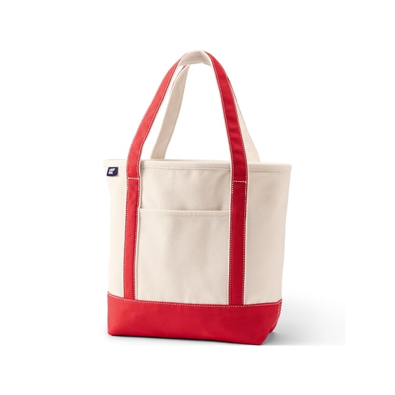 Lands' End Medium Natural 5 Pocket Open Top Canvas Tote Bag