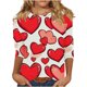 thumbnail image 2 of RKSTN Valentines 3/4 Sleeve Tops for Women Oversized Crewneck Valentine's Day Graphic Printed Short Sleeve T Shirt Womens Casual Round Neck Loose Comfy Loves Heart Print Three Quarter Sleeve Shirts, 2 of 6