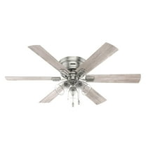 Restored Hunter Fan 52 inch Low Profile Brushed Nickel Finish Indoor Ceiling Fan with LED Light Kit and Pull Chain (Refurbished)