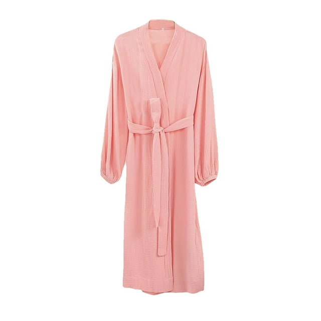 yingyy 1/2/3/5 Femmes Printemps Style Décontracté Ouvert devant Vêtements de Nuit Filles Simple Robe de Nuit à Manches Longues Vêtements de Pyjama Maison Rose P 1 Pce