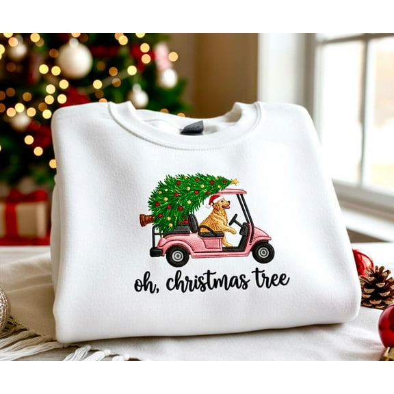 Embroidered Golden Retriever Christmas Sweatshirt, Cute Dog Holiday Shirt, Funny Xmas Gift for Dog Mom, Cozy Golden Lover Sweater