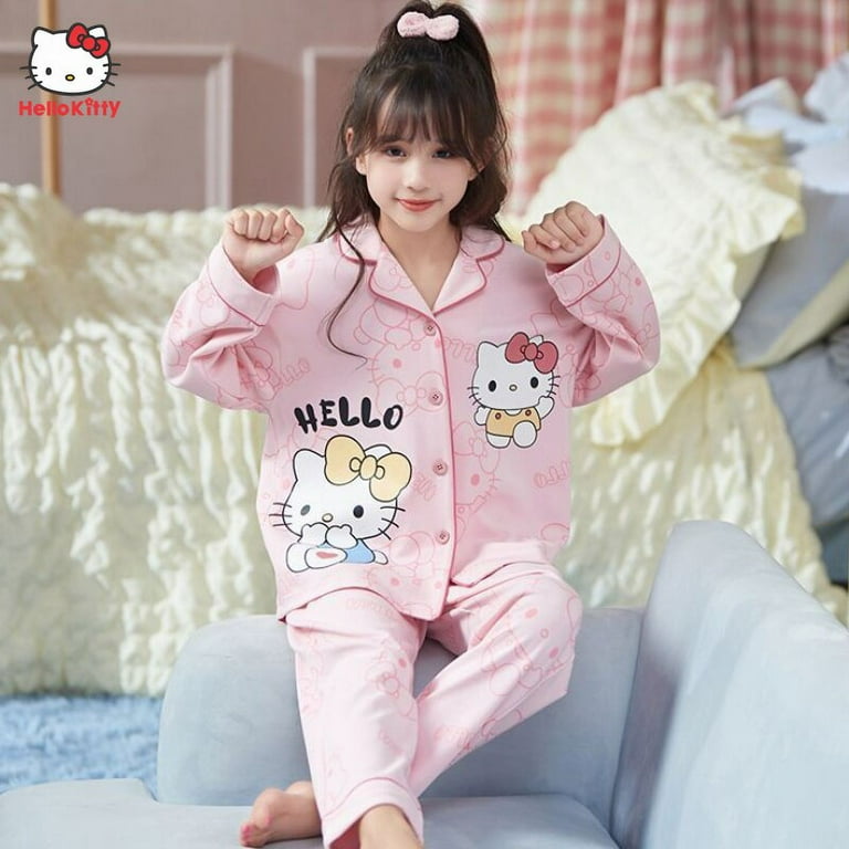 Hello Kitty Girls Pajama Pants and Sleep Shirt Sets 4 Piece PJ Top and  Bottom Sleepwear Set for Girls Pajamas for Kids