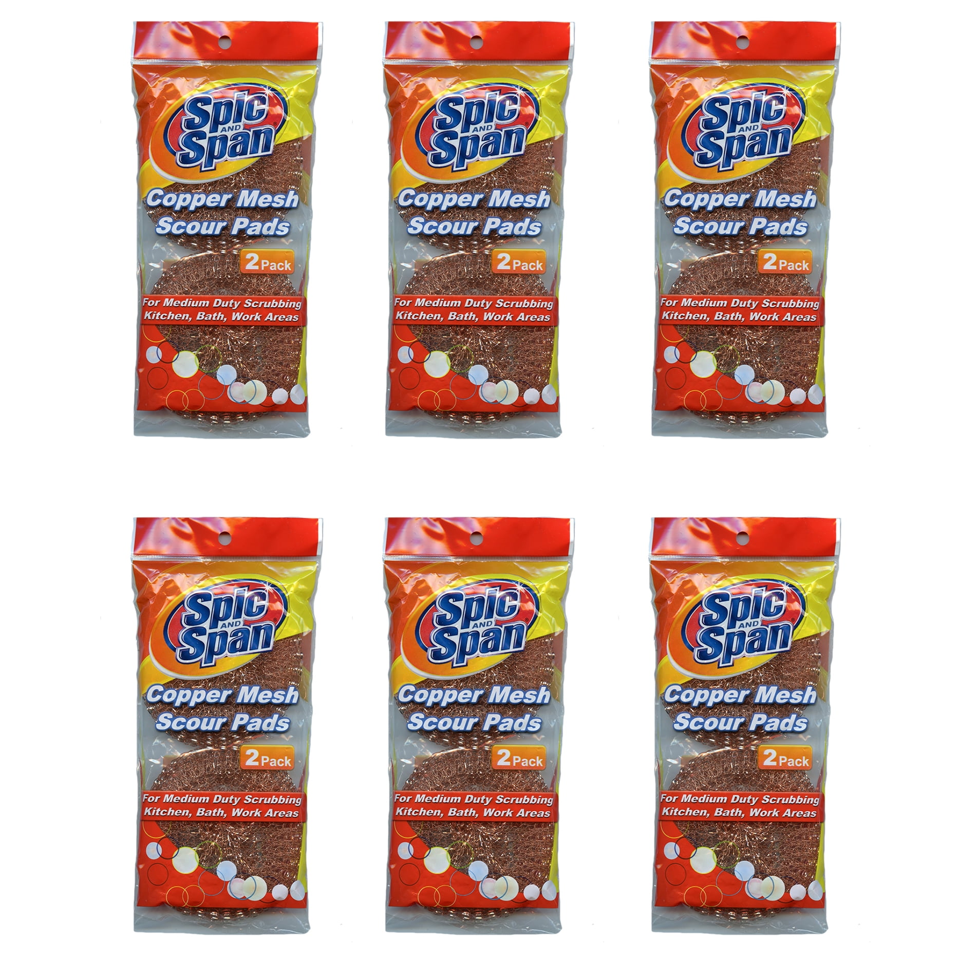 Spic And Span Copper Mesh Scour Pads 6Packs (12 Copper Mesh)