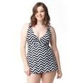 thumbnail image 3 of Black & White Chevron Open Ring Swimdress by Sea & Sand Beachwear, 10, 3 of 5